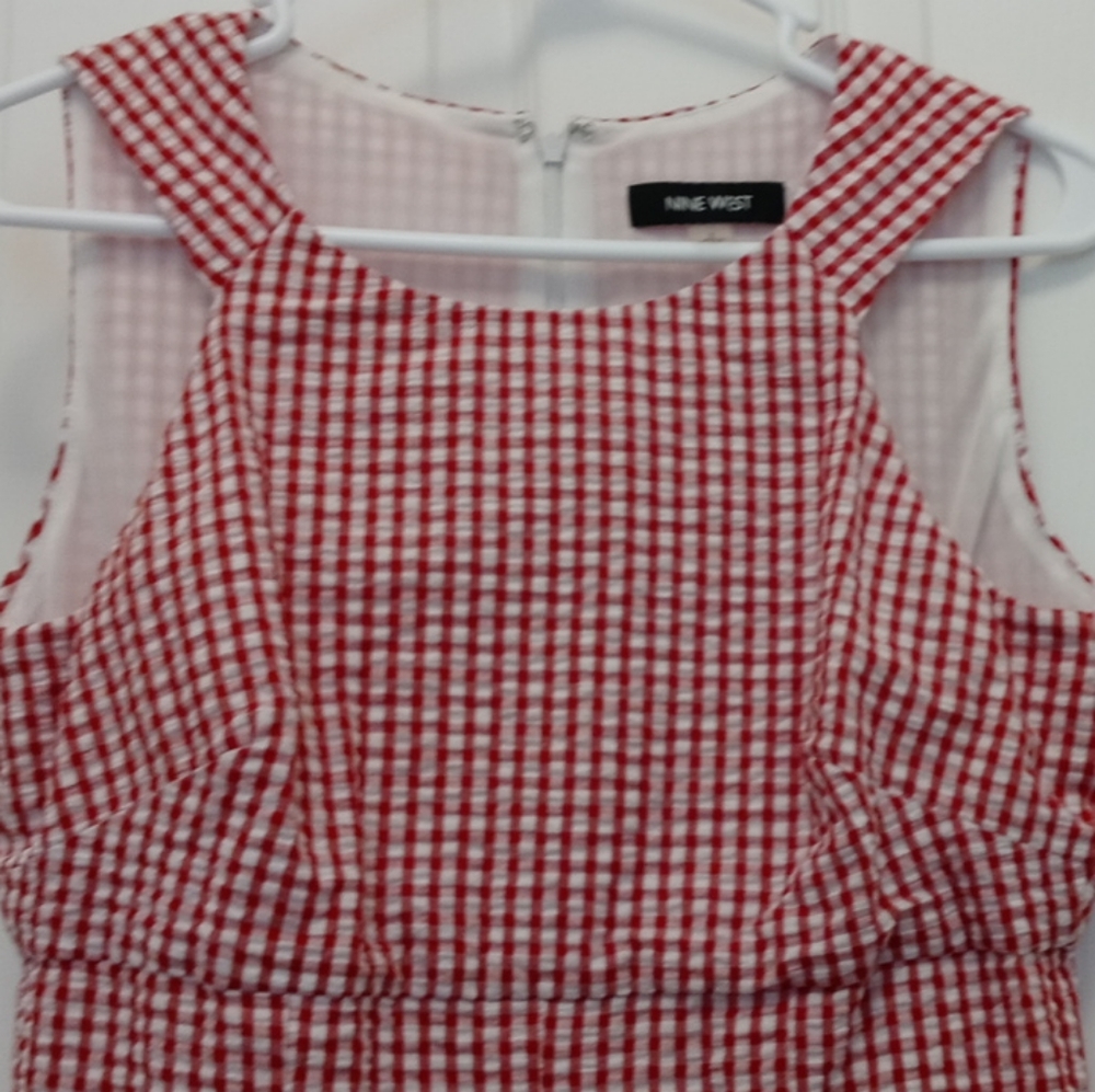 Nine West Red & White Gingham Dress